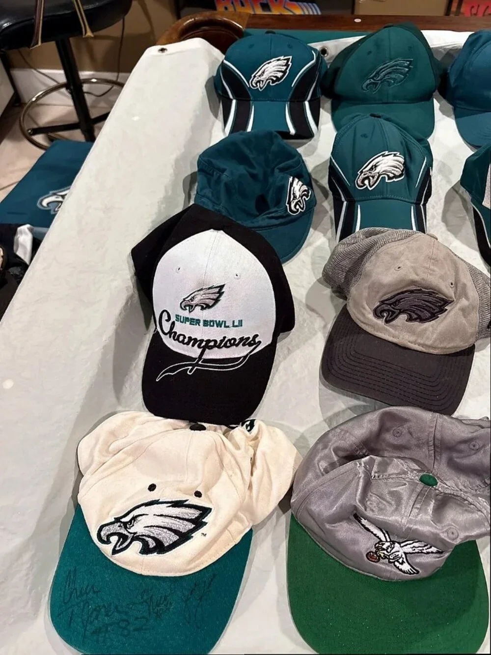 Philadelphia Eagles Lot of 20 Team Issued Reebok NFL Visors Bernie’s Hats VTG